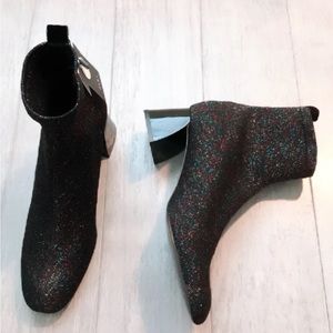 ZARA Sock-style High Heel Ankle Boots with Shimmer(Black, US 8/EUR 39)